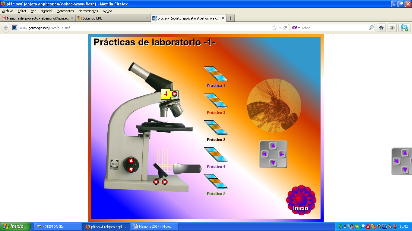 Detalle de la práctica virtual de uso del microscopio en biología.
